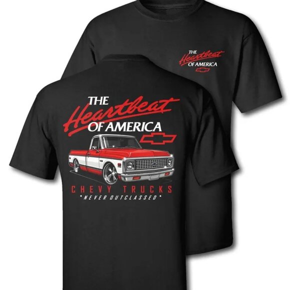 Chevy Trucks Gildan Tee Heartbeat of America Red Legend T-Shirt - Picture 1 of 3